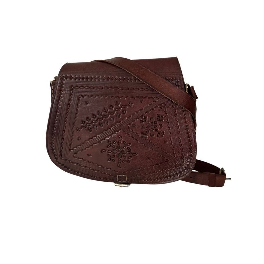 Vintage Women's Brown Handmade Leather Saddle Bag OS